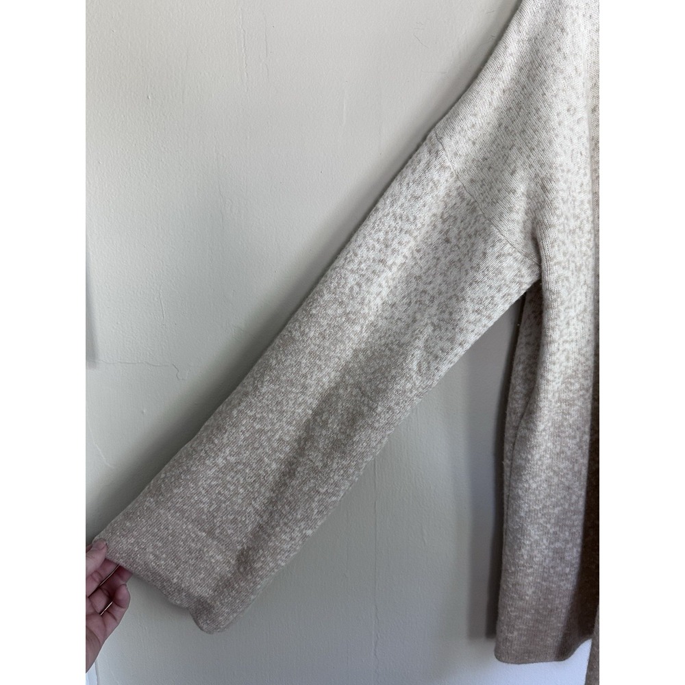 Cashmere/Merino Wool Blend Speckled Oatmeal Tan Cardigan Sweater Neutrals - Picture 7 of 15